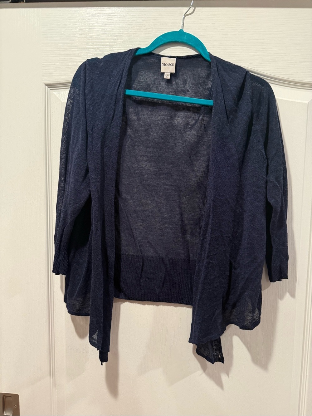 Nic+Zoe Navy Open-Front Lightweight Cardigan 4 way